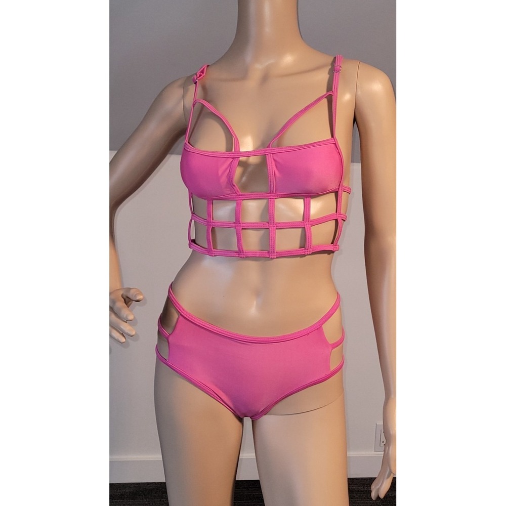 Women's Pink Lined Sexy Bikini Adjustable Straps Small SL4969-2